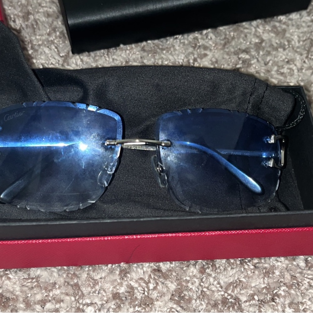 Cartier Glasses diamond cut Blue tint